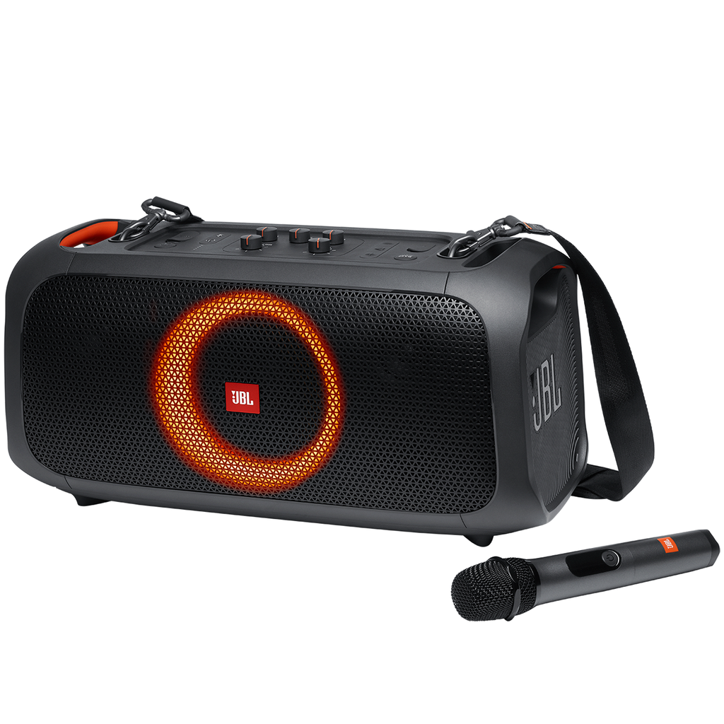 Corneta JBL Portatil Recargable Con Bluetooth Microfono Inalambrico Luces LED Resistente A Salpicaduras 100W Negro