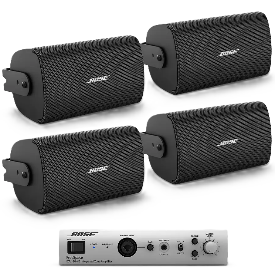Cornetas De Montaje Bose AudioPacK Pro S4W Para Exteriores Con Amplificador Y FreeSpace Negro
