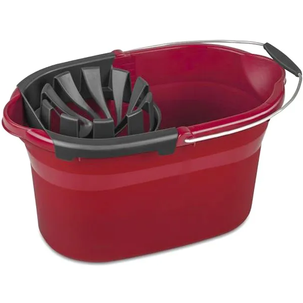 Cubeta Para Mopa Sterilite 17 Lts Rojo Y Negro