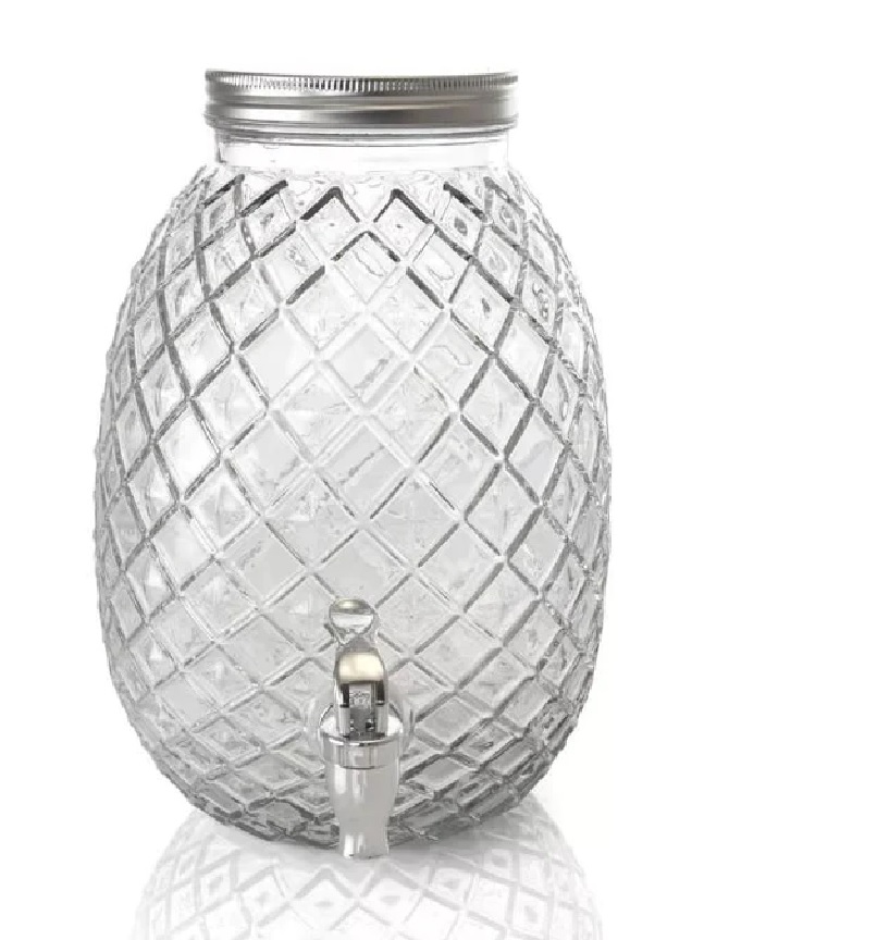 Dispensador De Bebidas Gibson Home 4.5 Lts Forma De Piña De Vidrio Transparente