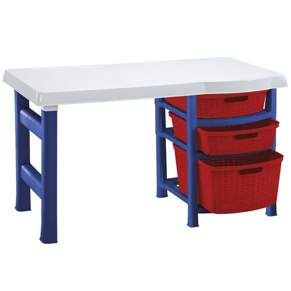 Escritorio Infantil Rimax 3 Cajones Azul Y Rojo