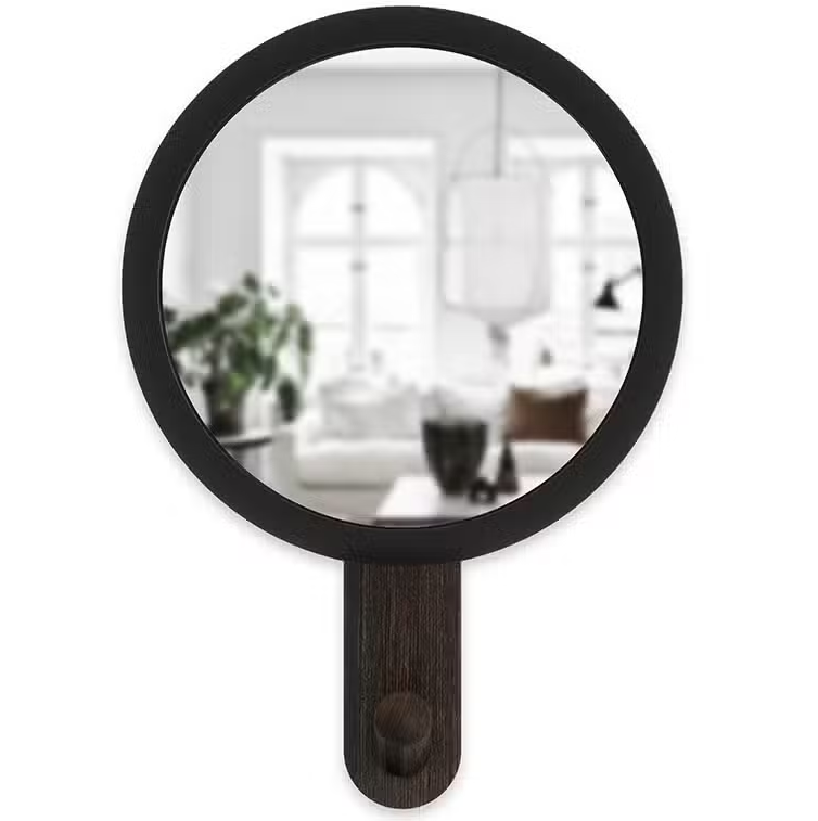 Espejo Umbra De Pared Con Perchero Negro