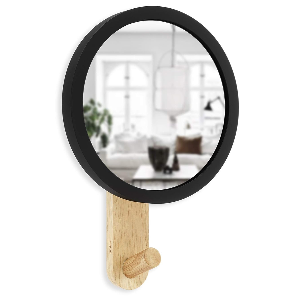 Espejo Umbra De Pared Con Perchero Negro Y Marron