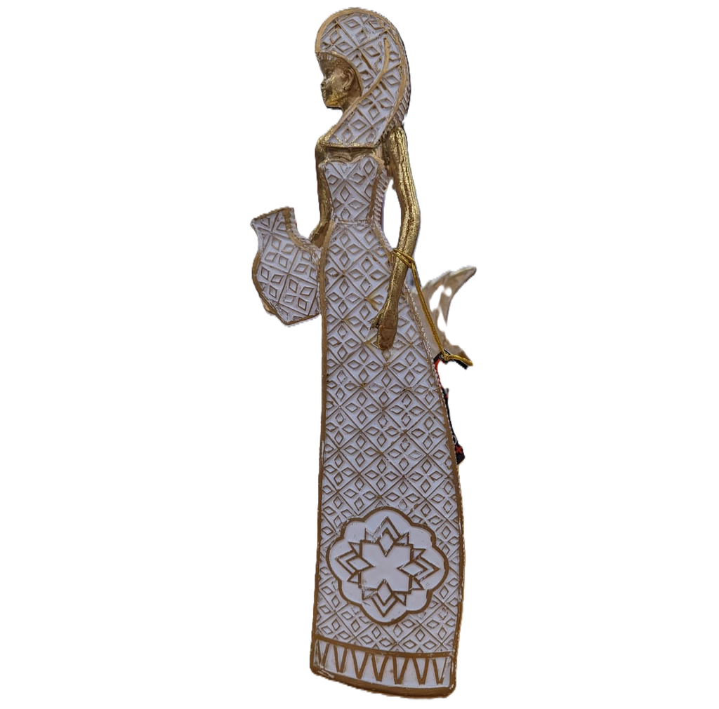 Figura Africana House Home 13X5X36.5 Cm Blanco y Dorado