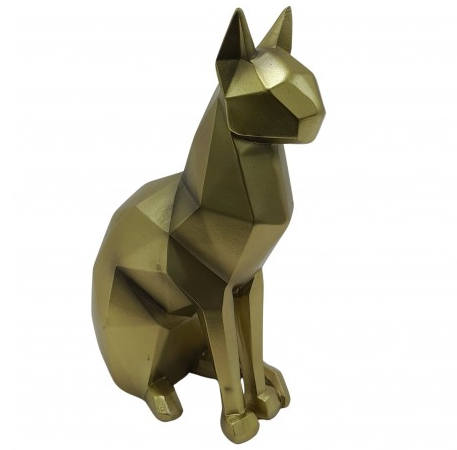 Figura Gato Low Poly Montefiori 20 Cm Dorado