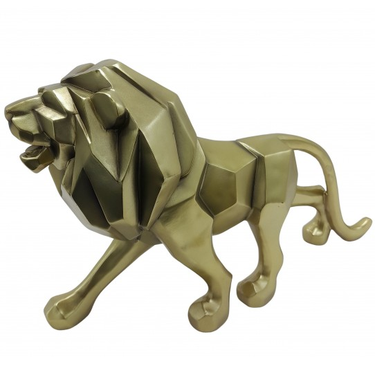 Figura Leon Low Poly Montefiori 24 Cm Dorado