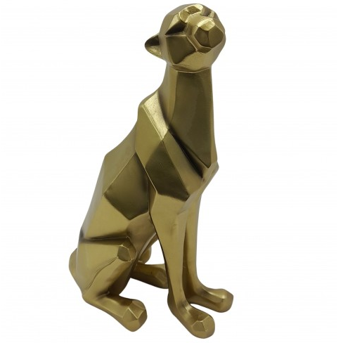 Figura Leopardo Low Poly Montefiori 30 Cm Dorado