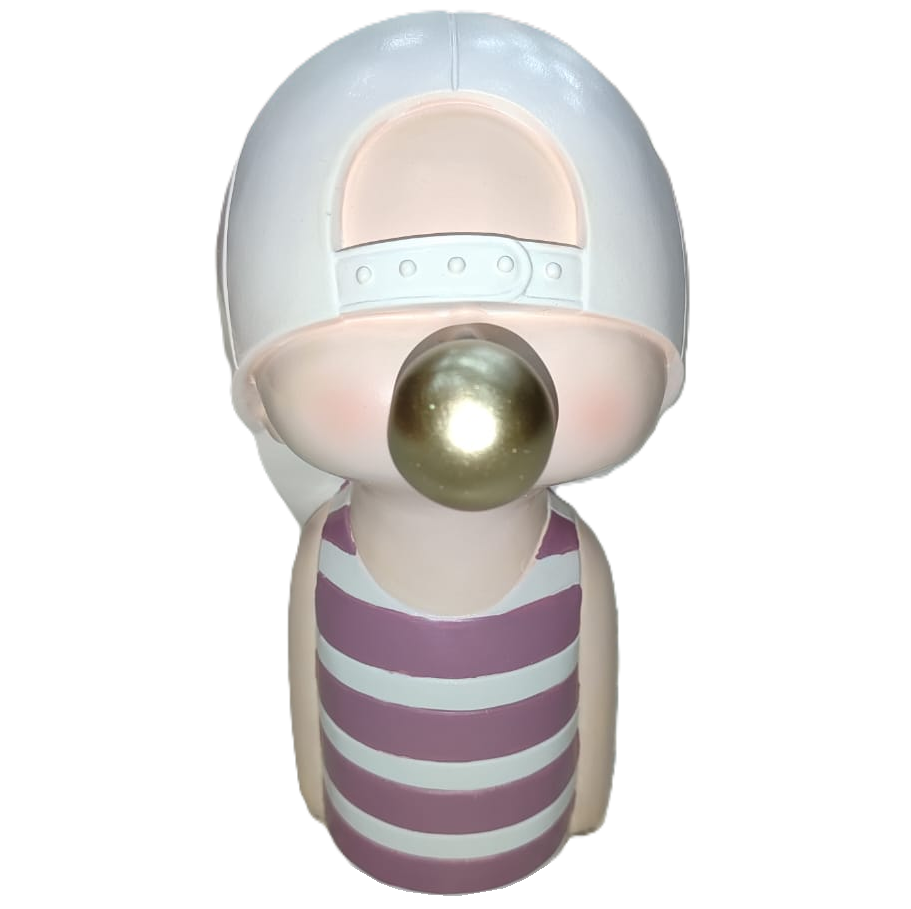 Figura Niño Con Bubble Gum Concepts Blanco Y Rosado
