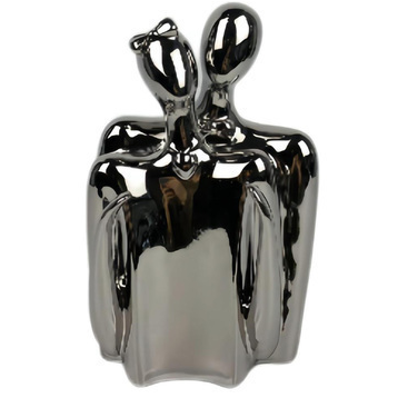 Figura Pareja Abstracta Casabella Living 25 Cm Plateado