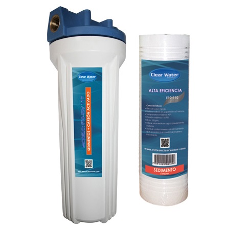 Filtro Clear Water 10" Tapa Dual Celulosa A 5 Micras 