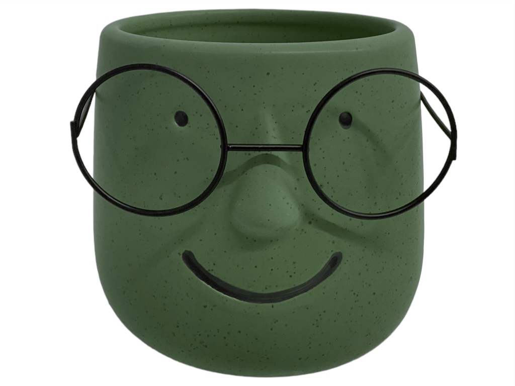 Florero Decore Figura Con Gafas Verde