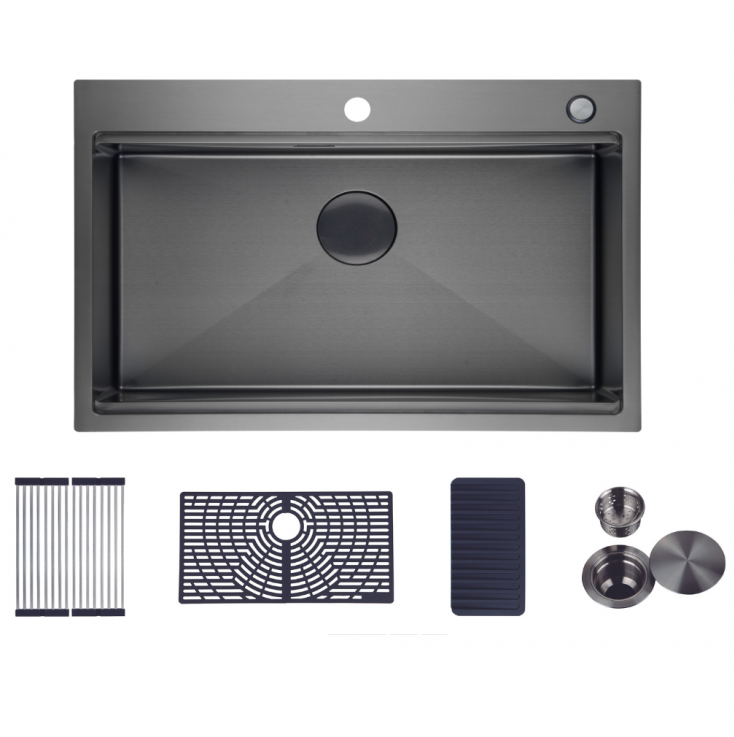 Fregadero Gasco 76 Cm 1 Tina Sobre/Bajo Tope Con Acc Acero