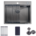 Fregadero Gasco Lugano Bs 61 Cm 1 Tina Bajo/Sobre Tope Con Acc Acero Negro