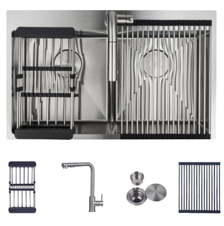 Fregadero Y Griferia Gasco 84 Cm Doble Tina Sobre Tope Empotrado Con Acc Acero