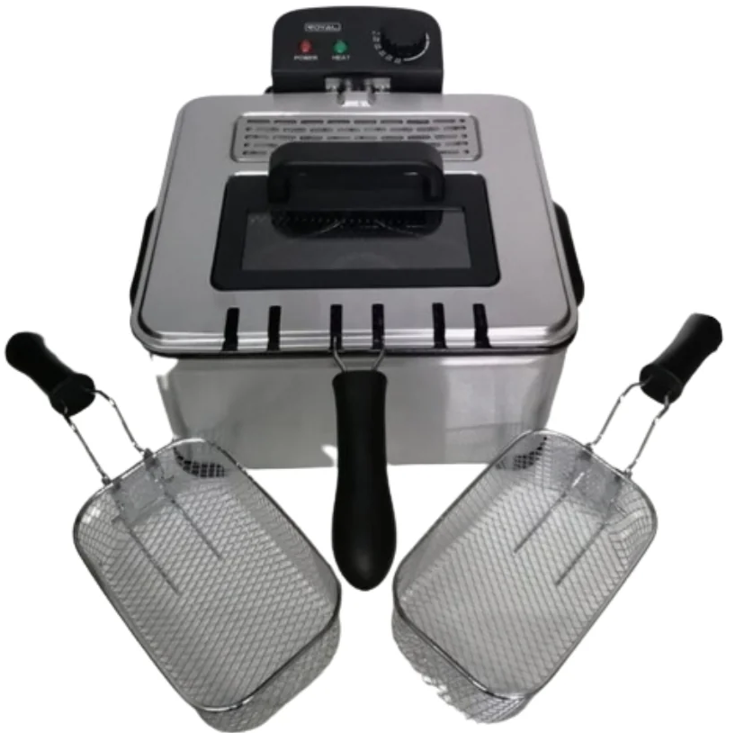 Freidora De Aceite Royal 5 Lts Con Ventana Acero Y Negro