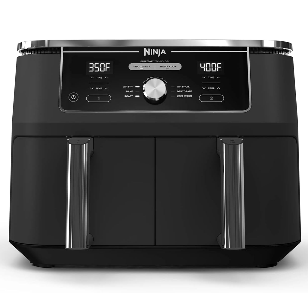 Freidora De Aire Ninja Foodi Xl 9.4 Lts Doble Canasta 6 Programas De Coccion Negro