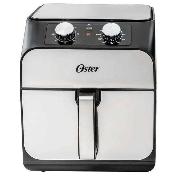 Freidora De Aire Oster Manual 6.8 Lts Con Perillas Revestimiento DiamondForce Plateado Y Negro