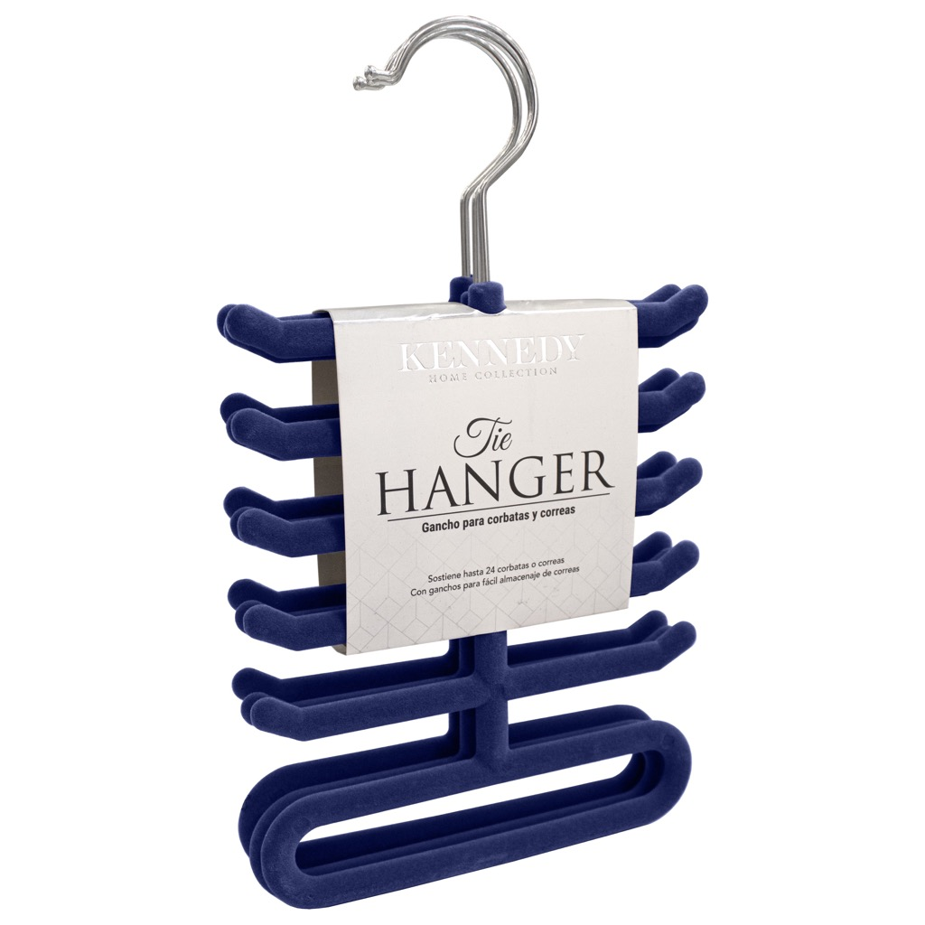 Gancho Para Corbatas Y Correas Kennedy De Terciopelo Azul
