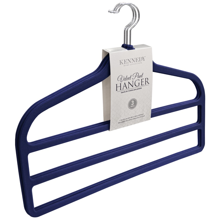 Gancho Para Ropa Kennedy 3 Niveles De Terciopelo Azul