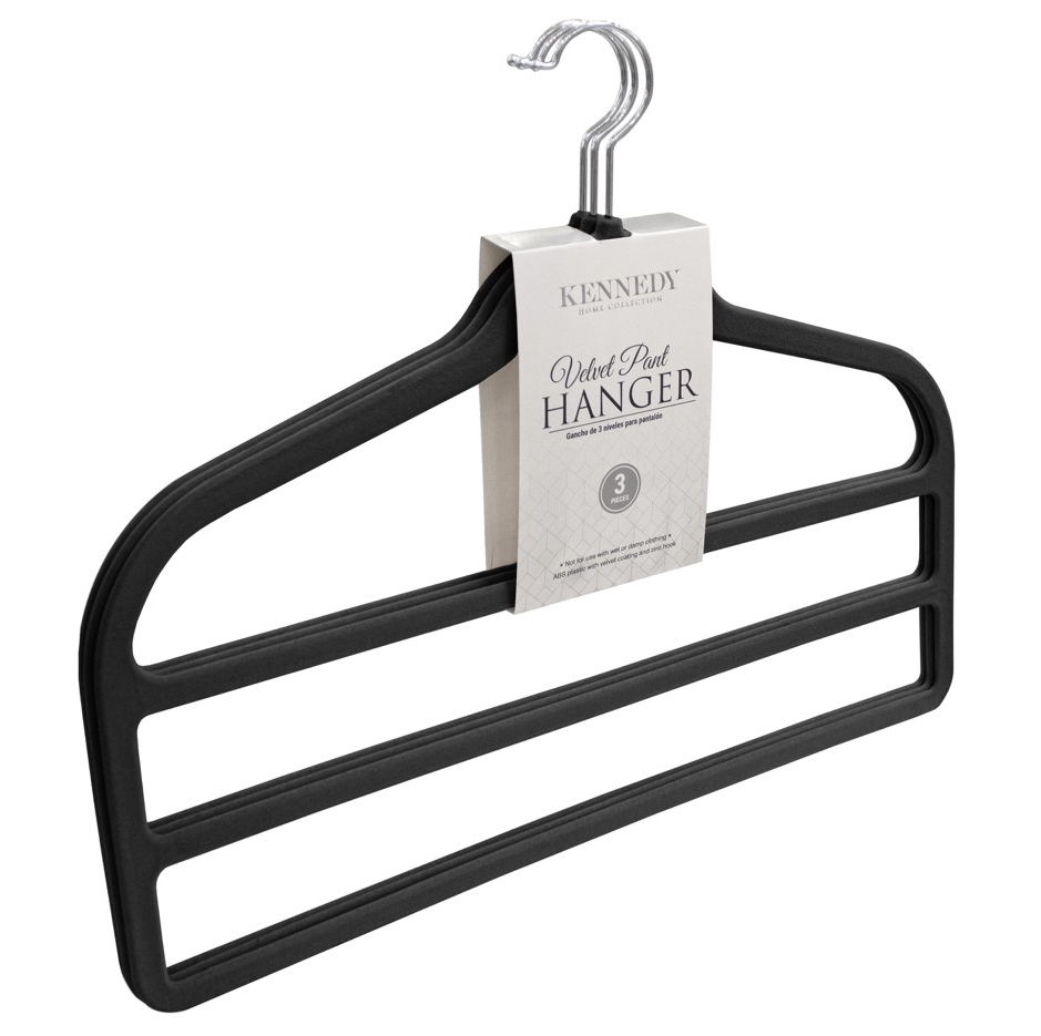Gancho Para Ropa Kennedy 3 Niveles De Terciopelo Negro