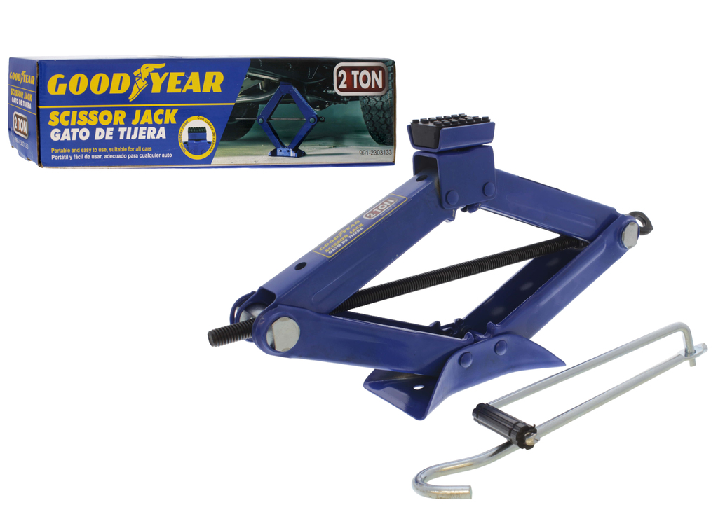 Gato Para Auto Goodyear De Tijera Hidraulico Portatil 2 Ton Azul