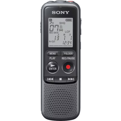 Grabadora De Voz Digital Sony Portatil Graba Audio MP3 4 Gb Usb Negro Y Gris