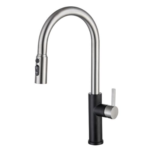 Grifo Gasco Monomando Manquera Extraible Cuello Giratorio Acero