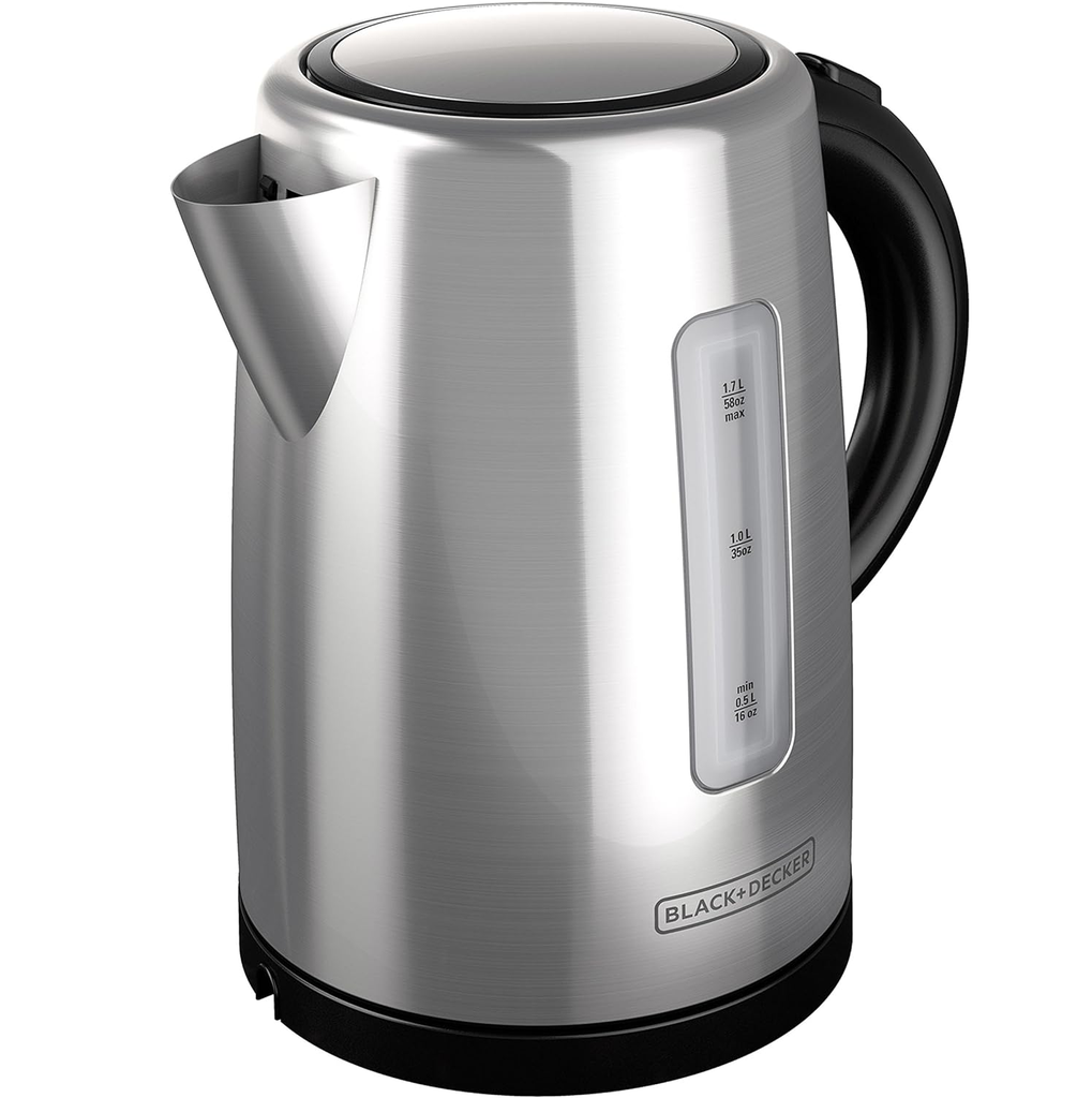 Hervidor Elecrico Black+Decker 1.7 Lts Con Apagado Automatico 1500W Acero Y Negro