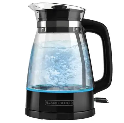 Hervidor Electrico Black+Decker Artesanal 1.7 Lts Con Iluminacion LED 1500W Negro Y Transparente