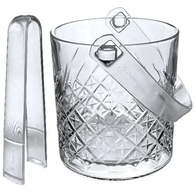 Hielera Pasabahce Timeless 1 Lt Con Pinzas De Vidrio Y Plastico Transparente