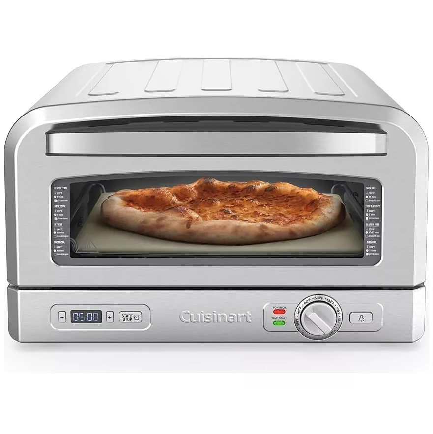 Horno De Pizza Cuisinart Portatil Para Interiores Con Perilla Y Termporizador Plateado