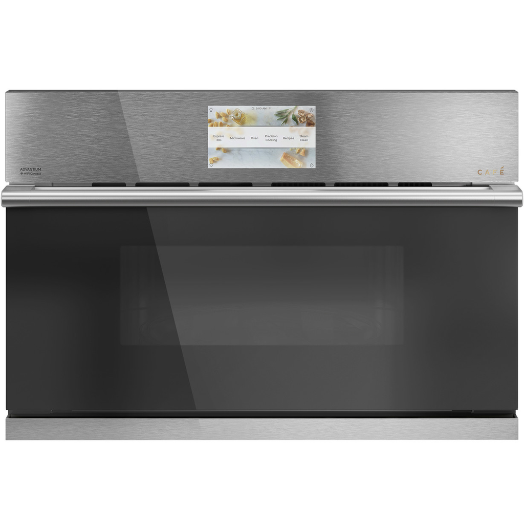 Horno Microondas Empotrable 1.7 Pies Cafe 76 Cm Smart 5 En 1 De Conveccion Tecnologia Advantium Plateado Y Negro