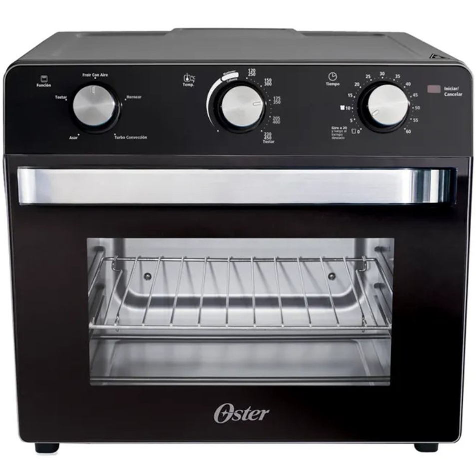 Horno Tostador Oster 22 Lts 5 En 1 De Conveccion Con Freidora De Aire Negro