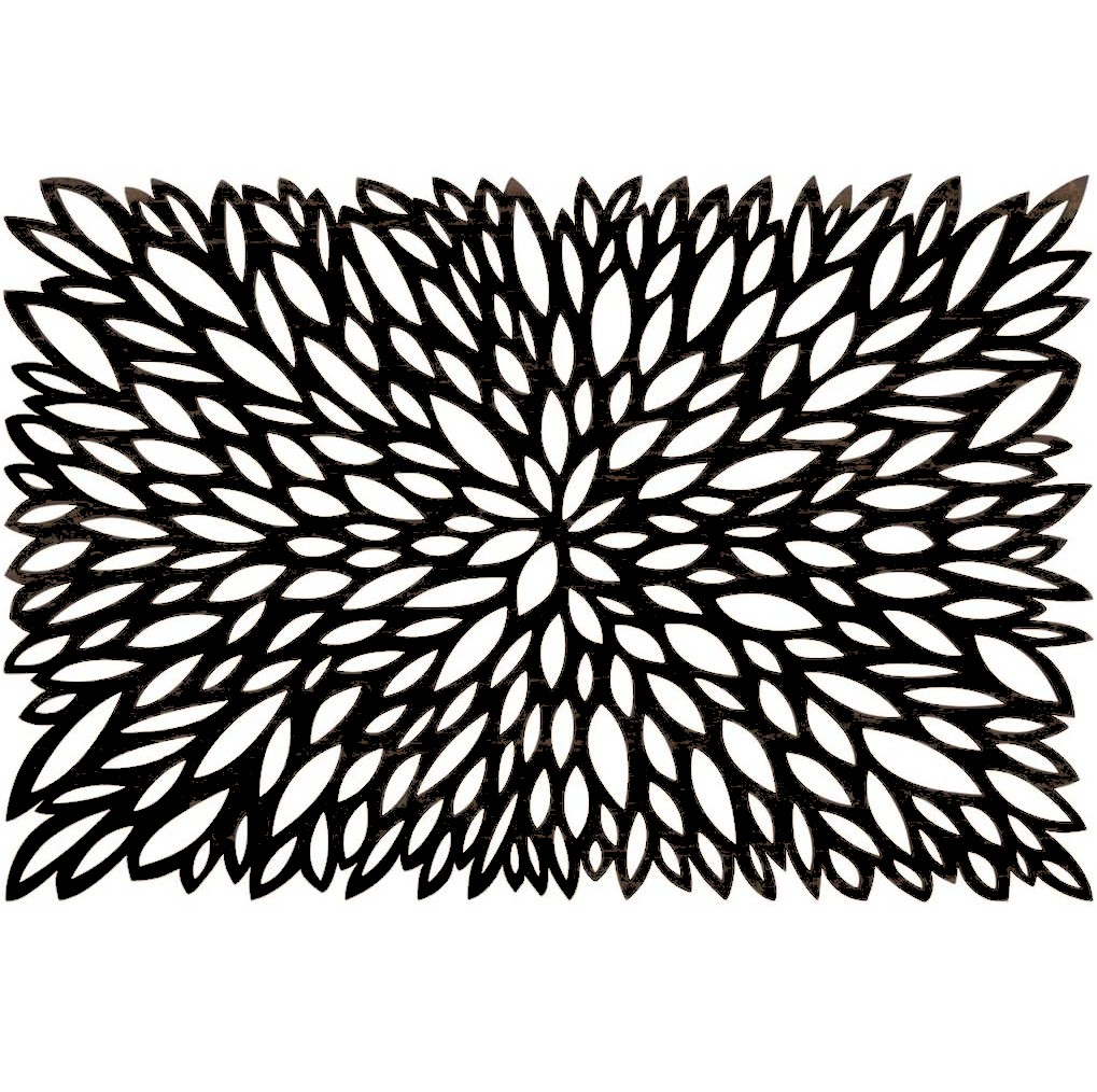 Mantel Individual Soho Diseno De Flor Negro