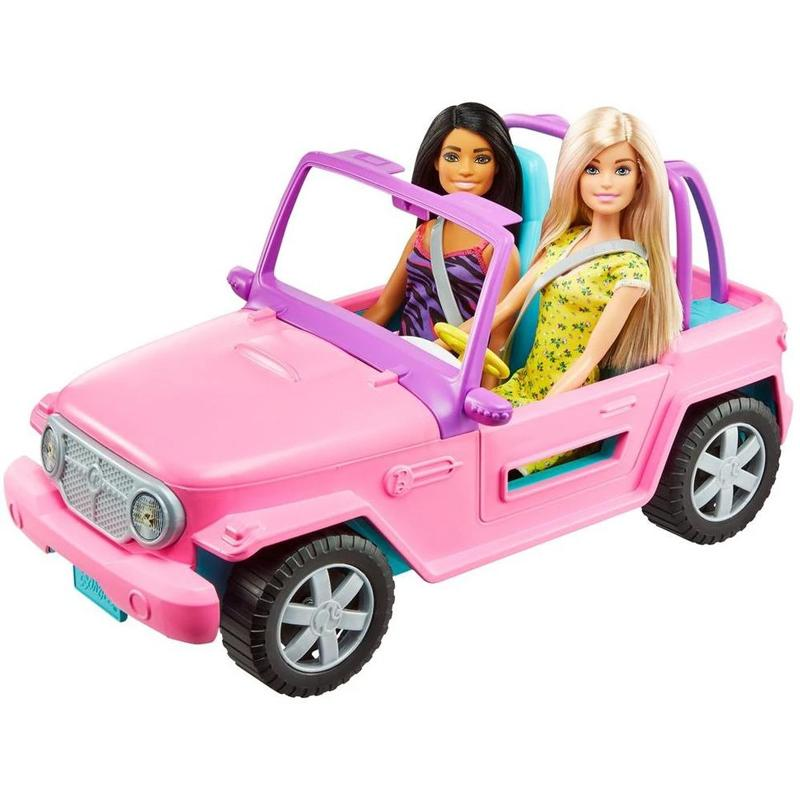 Jeep Barbie Con 2 Muñecas Rosado