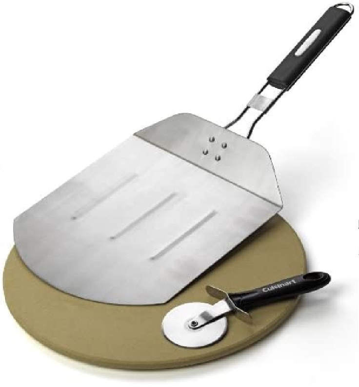 Juego Cuisinart De Pizza Con Piedra Espatula Y Cortador Acero