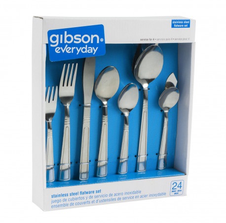 Juego De Cubiertos Gibson Everyday 24 Pzas Plateado