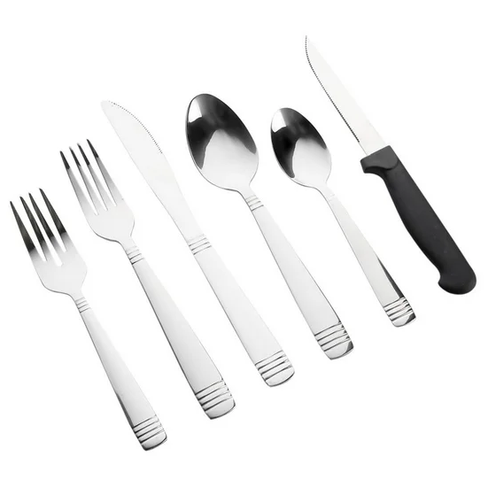 Juego De Cubiertos Gibson Home Palmore Plus 24 Pzas Plateado