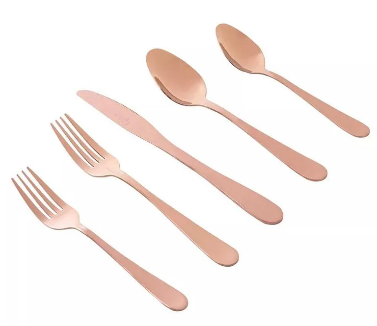 Juego De Cubiertos Gibson Home Stravidia 20 Pzas Dorado Rosa