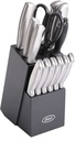 Juego De Cuchillos Oster 14 Pzas Con Base Acero Y Negro