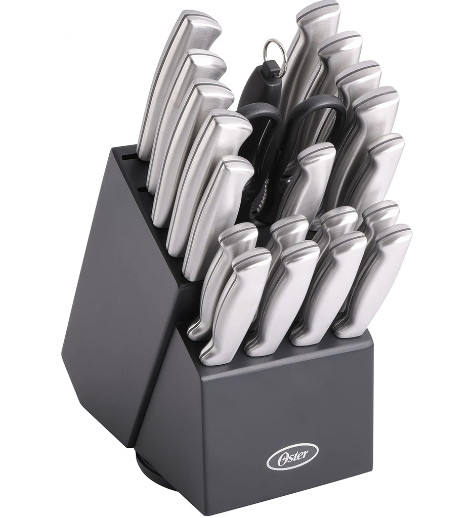 Juego De Cuchillos Oster Baldwyn 22 Pzas Con Base Acero Y Negro
