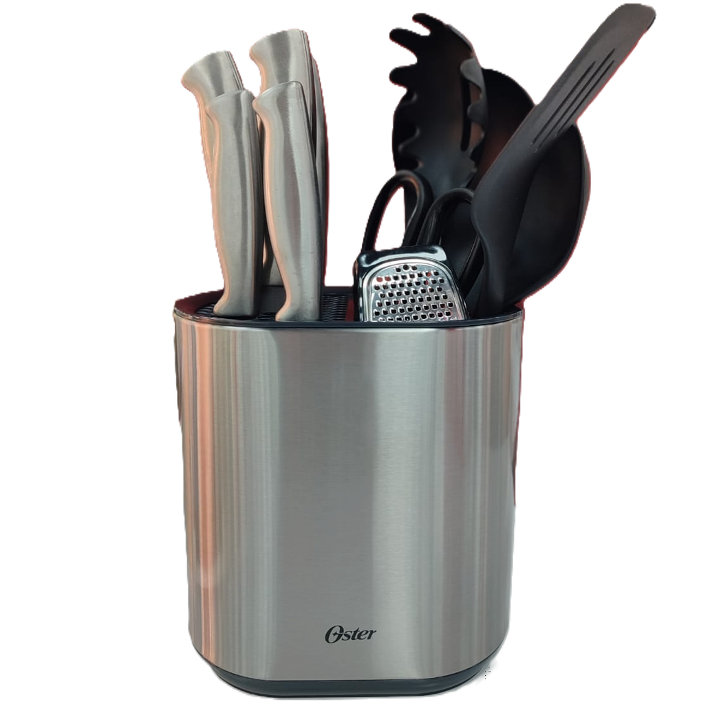 Juego De Cuchillos Y Utensilios De Cocina Oster Baldwyn 12 Pzas Con Base Acero