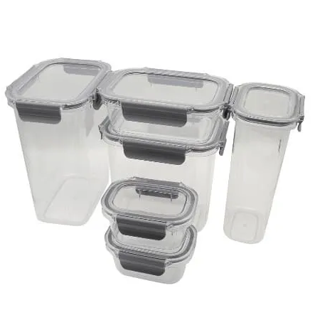 Juego De Envases Kennedy 6 Pzas Con Tapa Transparente