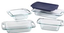 Juego De Envases Pyrex Littles Juego De 5 Pzas Cuadrados De Vidrio Transparente Y Azul