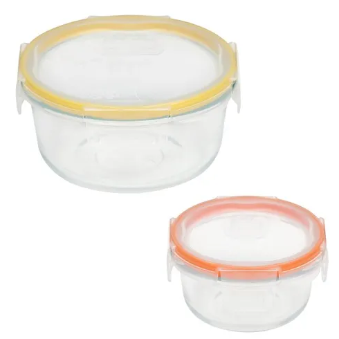 Juego De Envases Snapware 2 Pzas Circular De Vidrio Transparente