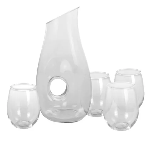 Juego De Jarra Y Vasos Gibson Home Ringo 5 Pzas De Cristal Transparente