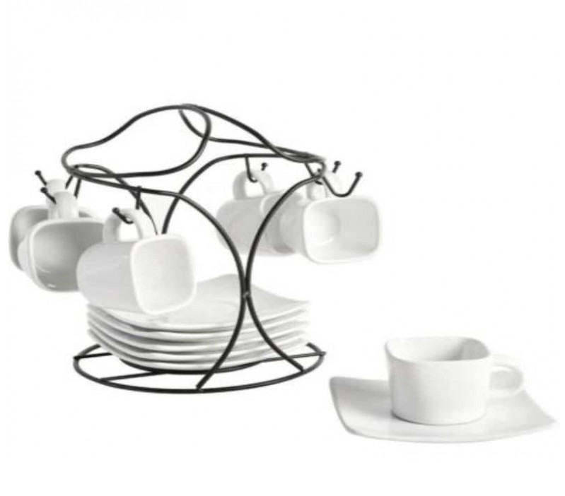 Juego De Tazas Para Cafe Gibson Home 13 Pzas Con Platillos Blanco
