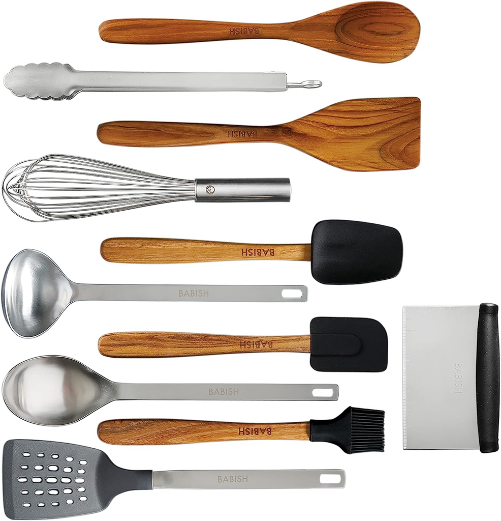 Juego De Utensilios De Cocina Babish 11 Pzas De Madera Silicona Y Acero