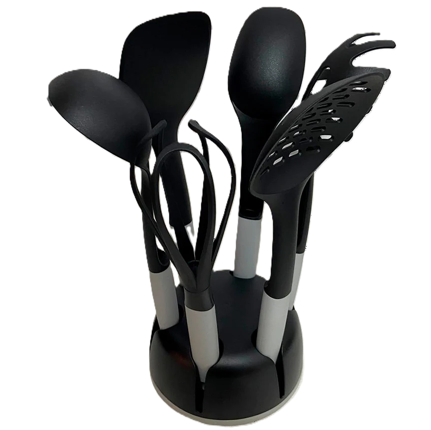 Juego De Utensilios De Cocina Casasunco 7 Pzas Negro Gris