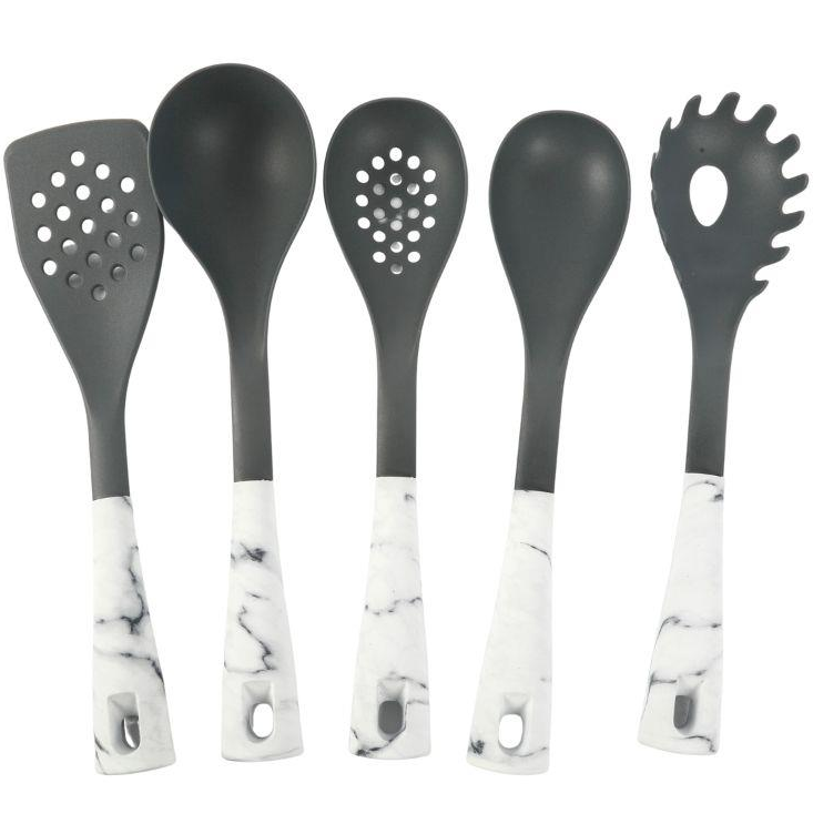 Juego De Utensilios De Cocina Oster Evermarble 5 Pzas Gris Y Blanco